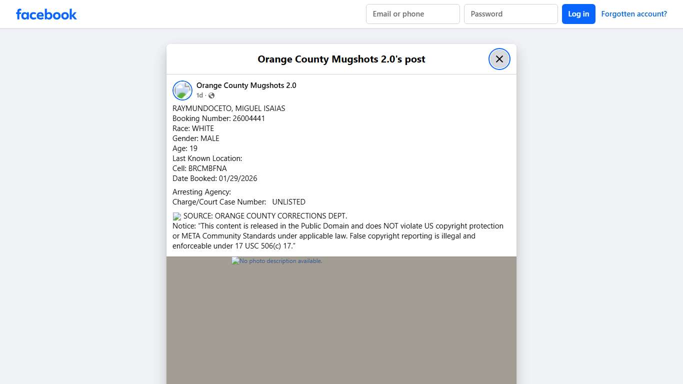 RAYMUNDOCETO, MIGUEL ISAIAS... - Orange County Mugshots 2.0 Facebook